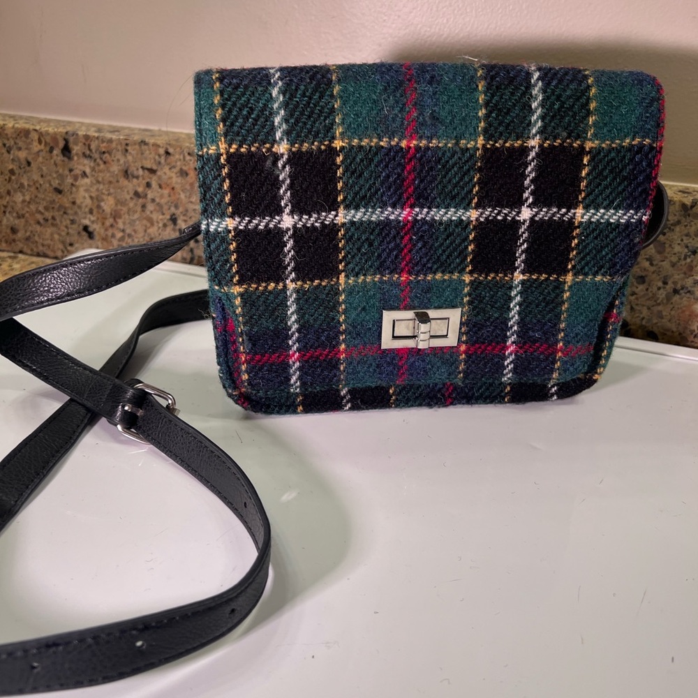 Harris Tweed Women's Crossbody Purse Bag Green & Black, 8x7x3” Scotland - Picture 4 of 12